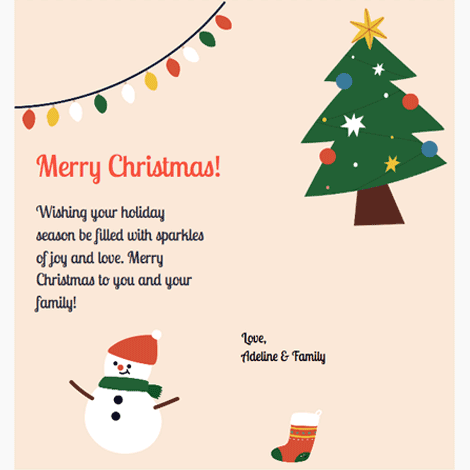 Christmas Snowman Tree Illustration eCard